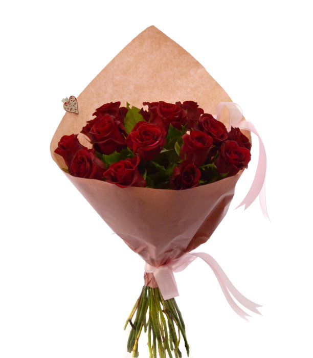 Букет &quot;Страстное желание&quot; Букет из 15 ярких бордовых роз  в упаковке из крафтовой бумаги.